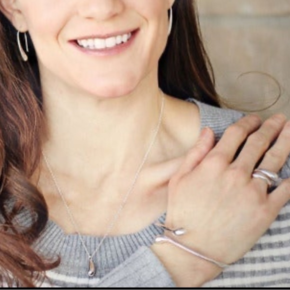 STERLING SILVER Water Drop Bean Jewelry Set Earrings Ring Bracelet Pendant Chain - Picture 3 of 11